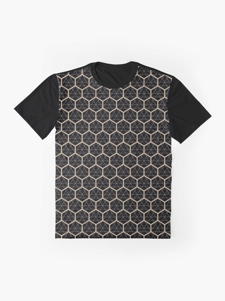 Hexagon Geometric Pattern Futuristic Design in Black and Tan | Graphic  T-Shirt