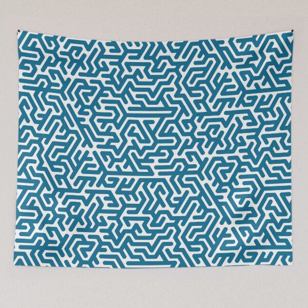 Item preview, Blue labyrinth pattern on white background designed and sold by Milatoo.