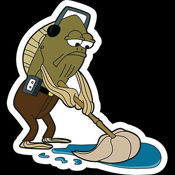 Fred the Fish Mopping Meme Sticker - Sticker Mania