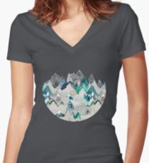 Call of the Mountains (in evergreen) Women's Fitted V-Neck T-Shirt