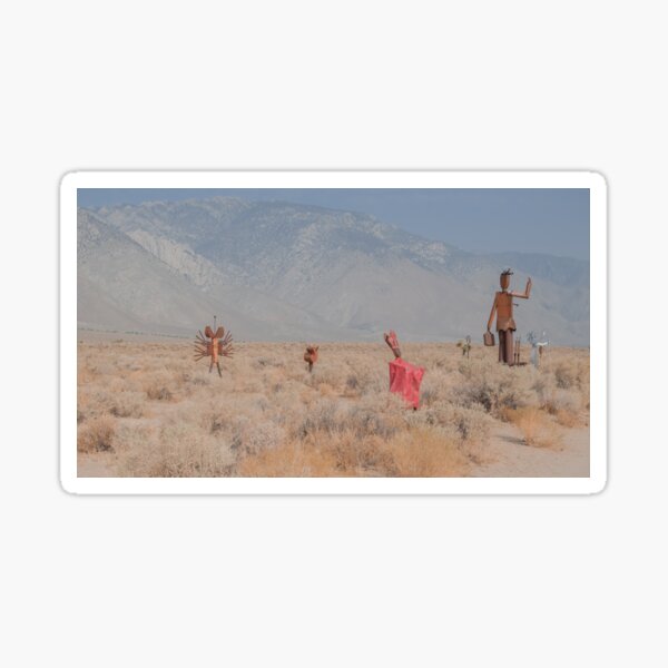 Rusted Abstract Sculptures In Barren And Empty Desert Sticker