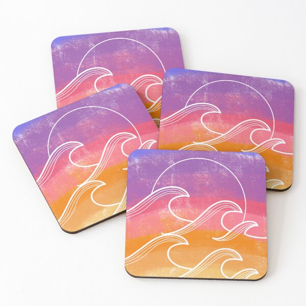 Aperçu de l'œuvre Vintage Sunset Waves and Sun créée et vendue par SMillustrations.