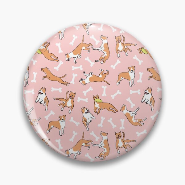 Item preview, Playing Red American Staffordshire Terrier Pit Bull - Pink Background designed and sold by Lulupainting.