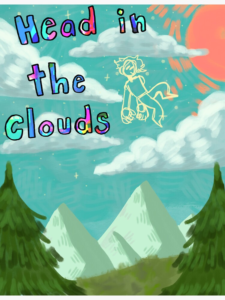"Head in the clouds" Sticker for Sale by ScruffyRat Redbubble