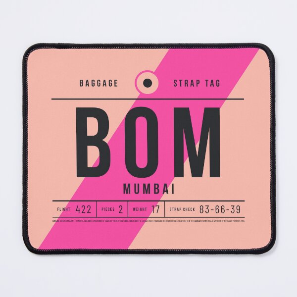 Aperçu de l'œuvre Étiquette de bagage E - BOM Mumbai Inde créée et vendue par VoodooCircus.