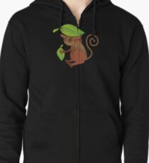 A TARSIER wild animal of the Phillipines hiding under leaves Zipped Hoodie