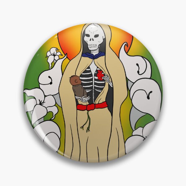 Item preview, Santa Muerte with Child and Lilies - “The Things We Give” Yellow and Green designed and sold by Lily Aurora.