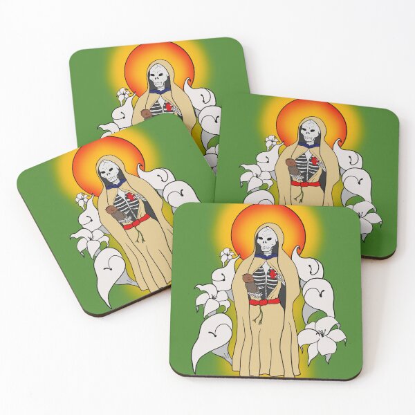 Item preview, Santa Muerte with Child and Lilies - “The Things We Give” Yellow and Green designed and sold by Lily Aurora.