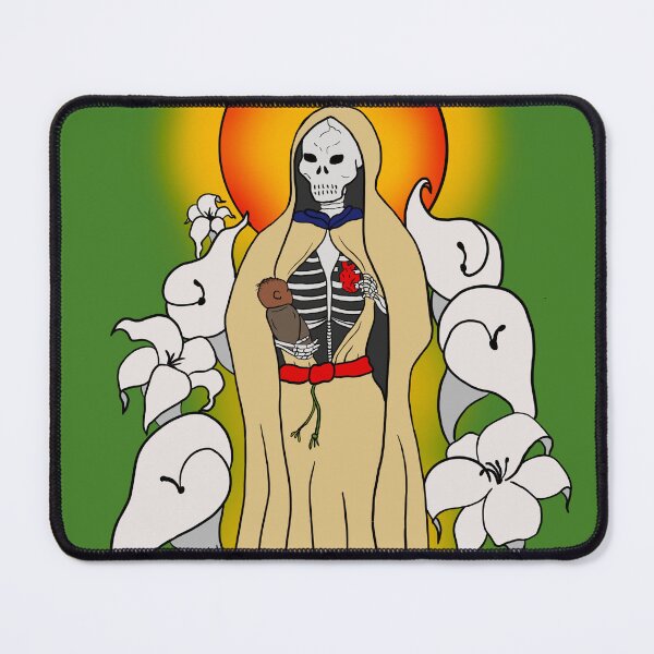 Item preview, Santa Muerte with Child and Lilies - “The Things We Give” Yellow and Green designed and sold by Lily Aurora.