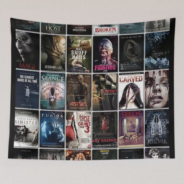 Item preview, retro Horror Movie poster Wall Collage designed and sold by grechendeplata.