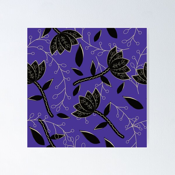 Item preview, Floral Black Dark Purple designed and sold by ChantalDesign.