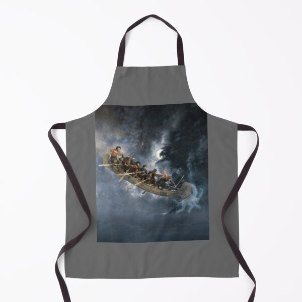 Item preview, La Chasse-galerie The Bewitched Canoe The Flying Canoe French-Canadian Quebec legend painting by Hen designed and sold by ElsaHoeger.