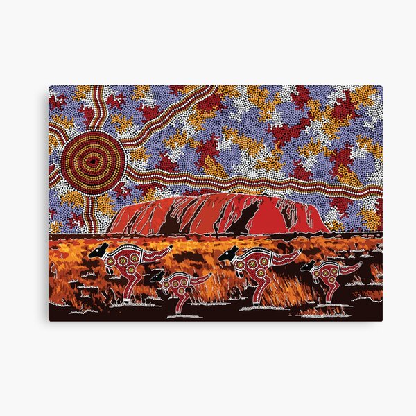 Authentic Aboriginal Art - Uluru | Ayers Rock Canvas Print