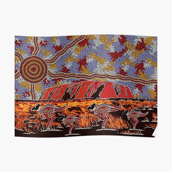 Authentic Aboriginal Art - Uluru | Ayers Rock Poster