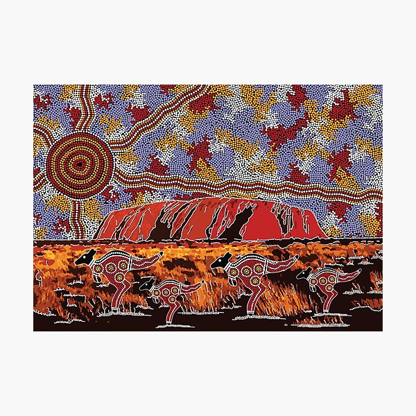 Authentic Aboriginal Art - Uluru | Ayers Rock Photographic Print