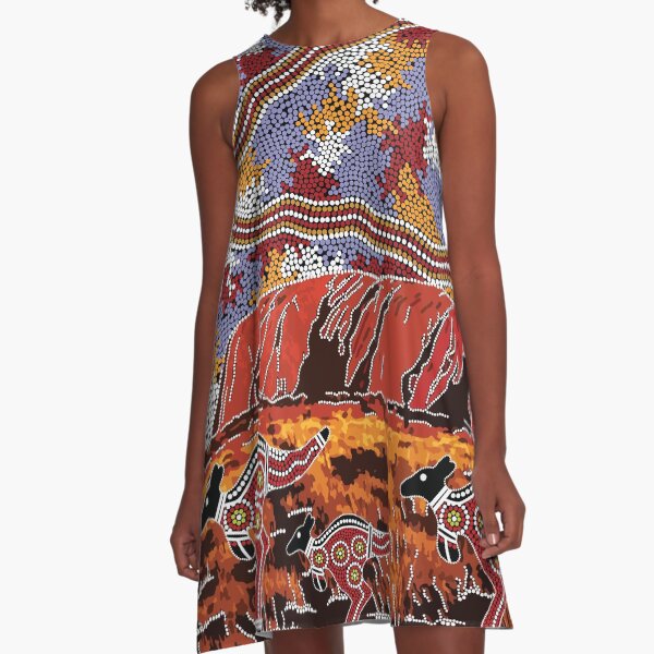 Uluru | Ayers Rock - Authentic Aboriginal Arts A-Line Dress