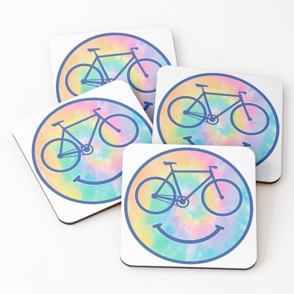 Item preview, Happy Bicycle Bike Smiley Face Tie-dye Rainbows Watercolors designed and sold by pablomendoza.