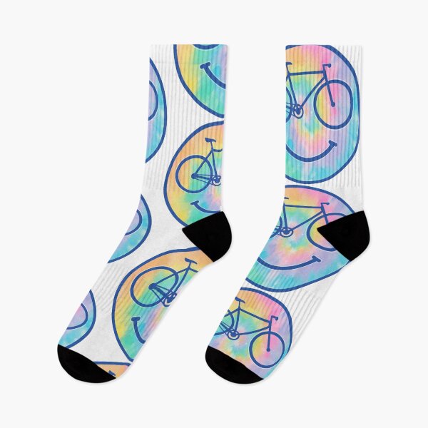 Item preview, Happy Bicycle Bike Smiley Face Tie-dye Rainbows Watercolors designed and sold by pablomendoza.