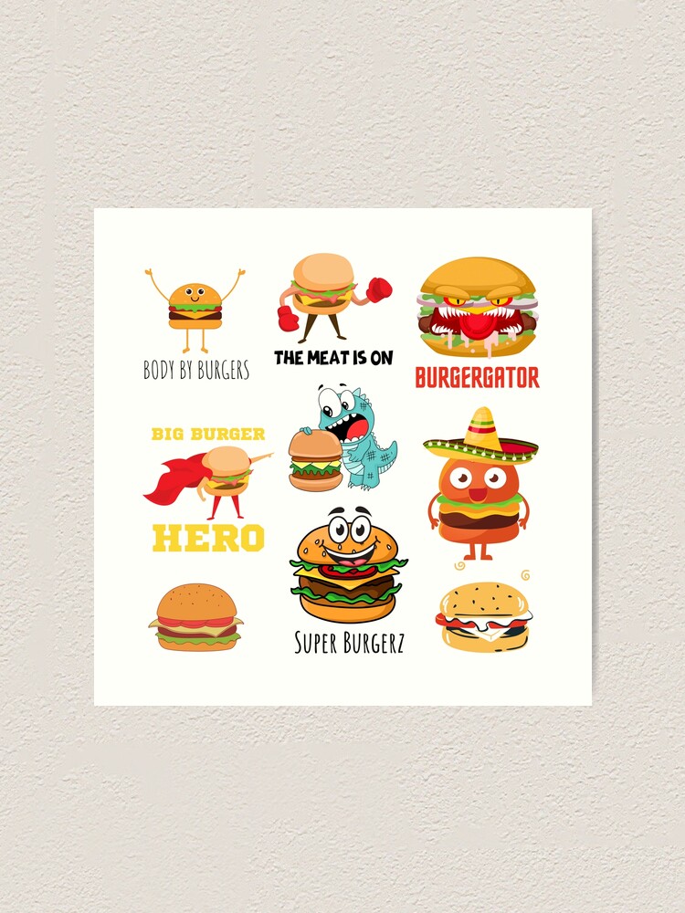 "Burger Puns Sticker Pack Burger Puns Funny Burger Puns Hamburger