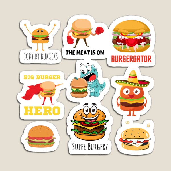"Burger Puns Sticker Pack Burger Puns Funny Burger Puns Hamburger