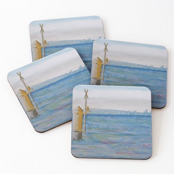 Item preview, Melbourne Skyline from Indented Head Victoria - Watercolour designed and sold by Paul Gilbert.