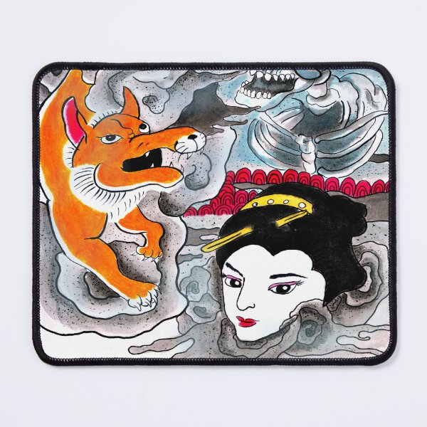 Aperçu de l'œuvre Geisha Fox Skeleton Japanese Traditional Irezumi Tattoo Style Illustration créée et vendue par pitstopart.