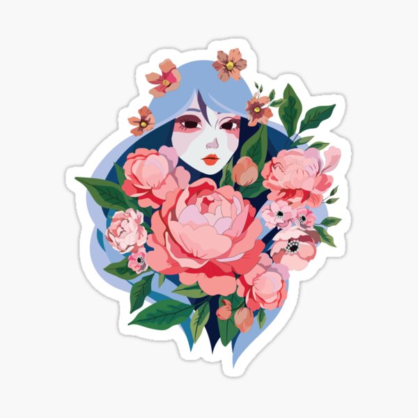 Beautiful Girls With Flower Sticker For Sale By Milkygmail Redbubble