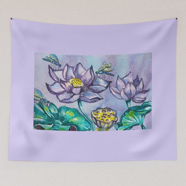 Item preview, Dragonflies on Lotus Flowers designed and sold by pohlma.