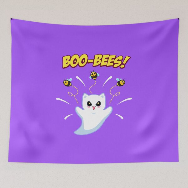 Item preview, BOO-BEES - Spooky Ghost Cat vs Bees designed and sold by Chonkitty.