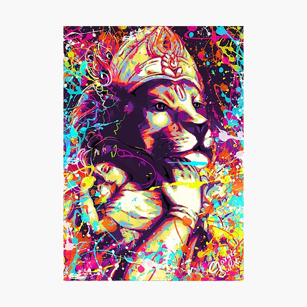 Item preview, Colourful Abstract Graffiti Painting of Narasimha Prahalada designed and sold by gargeesuresh.