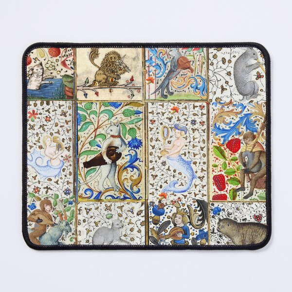 Item preview, WEIRD MEDIEVAL BESTIARY PLAYING MUSICAL INSTRUMENTS AMONG FLOWERS AND FRUITS designed and sold by BulganLumini.