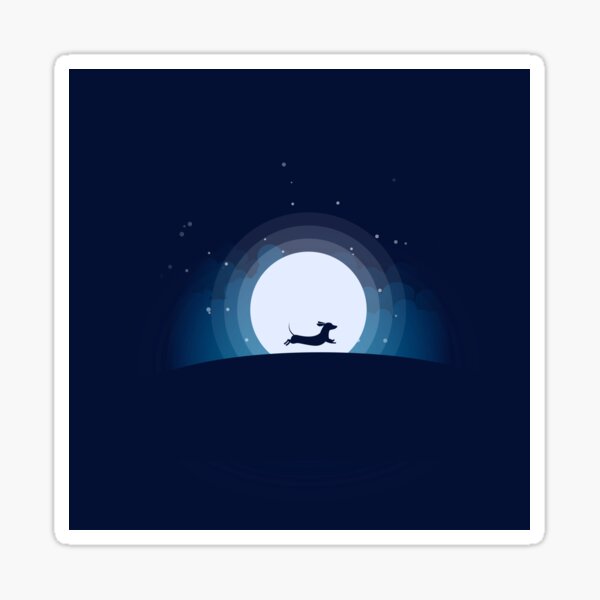 Doxie on the Moon Sticker