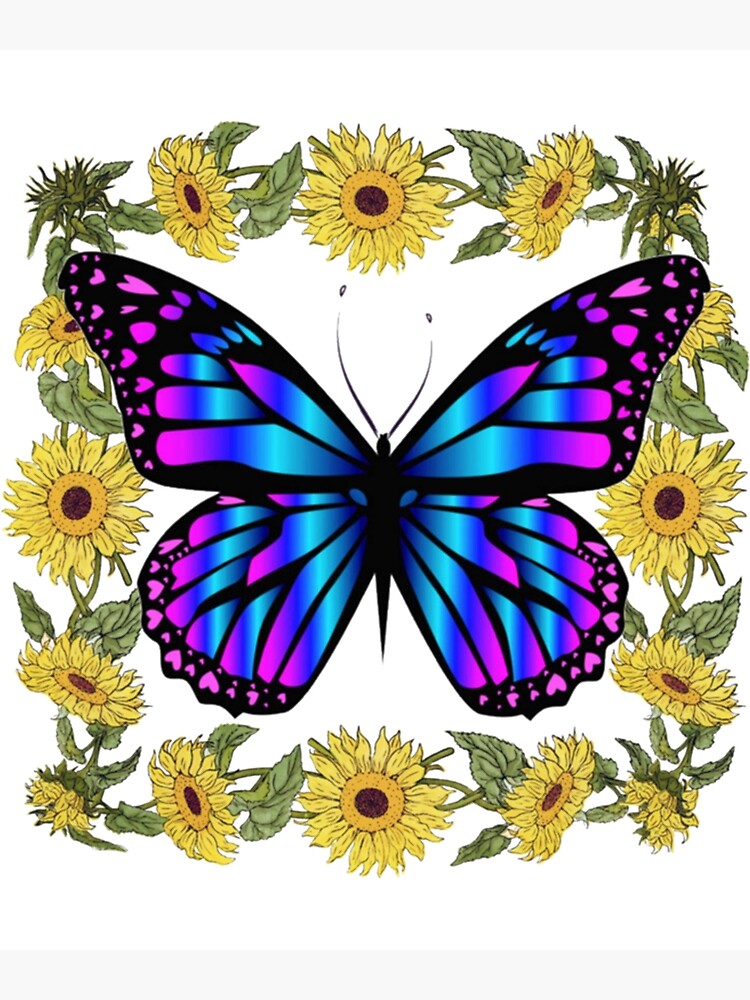 "Sunflowers and blue butterfly " Poster for Sale by ShereesTees Redbubble