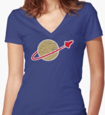 Retro Lego Space Logo Women's Fitted V-Neck T-Shirt
