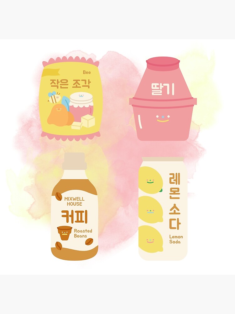 "Korean snacks Soju, Strawberry Yogurt, Carbonated Rice drink" Poster