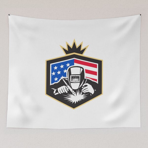 Item preview, Welder Arc Welding USA Flag Crest Retro designed and sold by patrimonio.