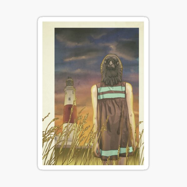 Lighthouse Crow Girl Sticker