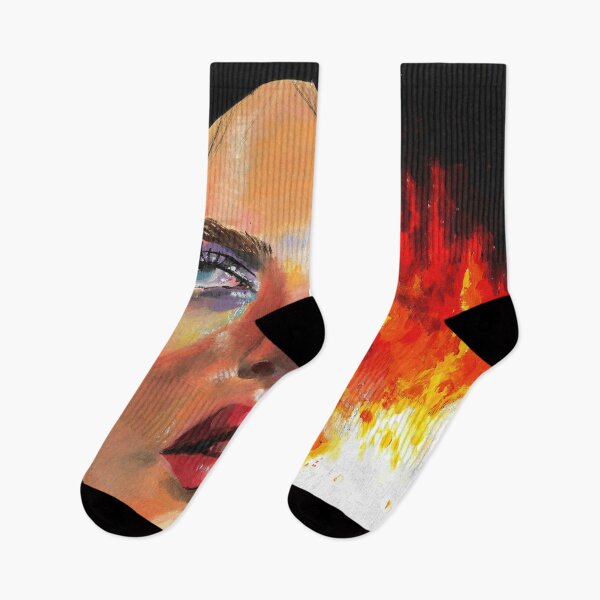 Item preview, BURNING UP,  girl, woman, face, portrait, skin, colorful, grunge, alt, alternative, dark hair, black, fire, matches, flame, surreal, realistic, aesthetic, oil painting, woman, designed and sold by AlbinaSergeevaart.