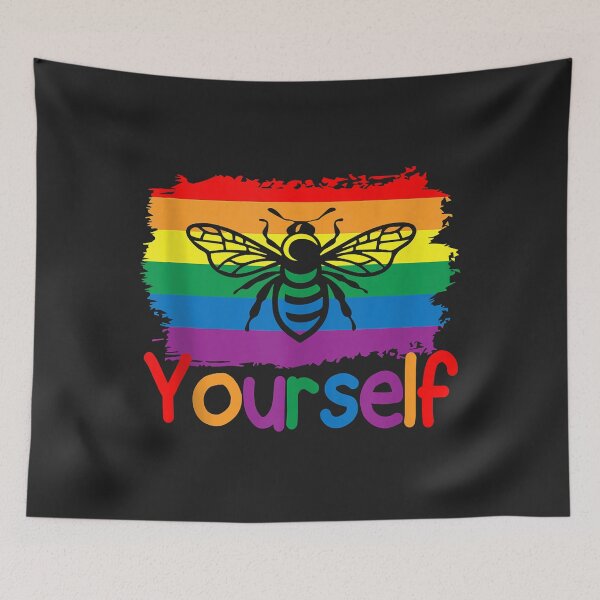 Item preview, Bee Yourself Butterfly Gay Pride LGBTQ Funny Rainbow Bee Tank Top designed and sold by Corelli87.