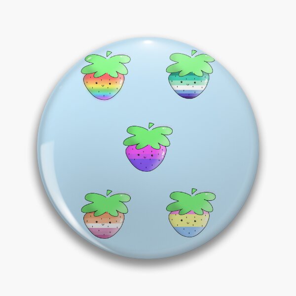 Item preview, pride strawberries sticker and pin pack #1  designed and sold by Doggowhat.
