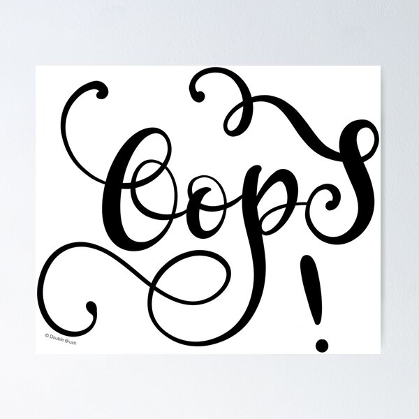 Vista previa del artículo con la obra «Oops diseño caligráfico moderno mano con letras», diseñado y vendido por DoubleBrush.
