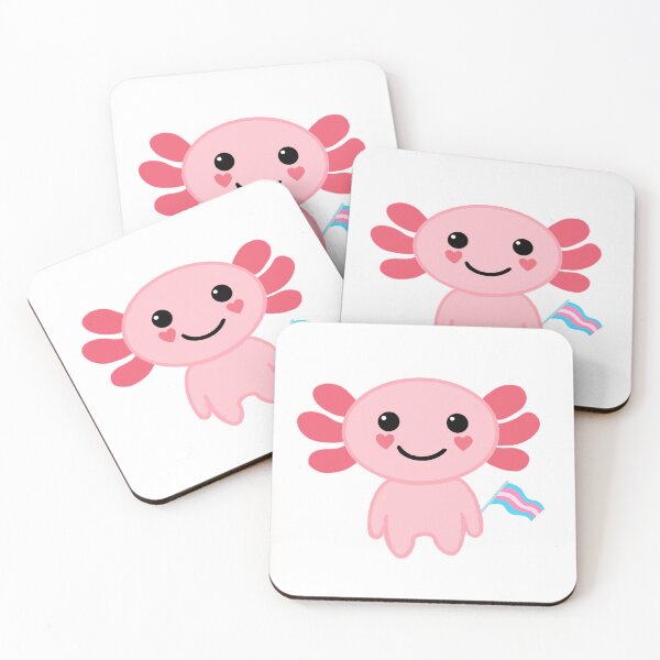 Item preview, Cute pink axolotl holding trans pride flag designed and sold by Holly-berry-art.