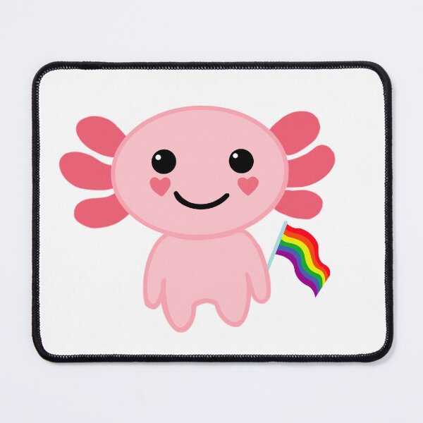Item preview, Cute pink axolotl holding LGBT pride flag designed and sold by Holly-berry-art.