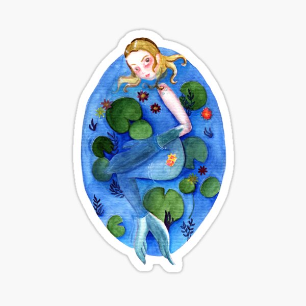 Selkie in Water Lily Pond Sticker