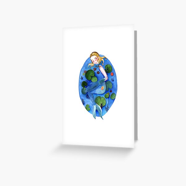Selkie in Water Lily Pond Greeting Card