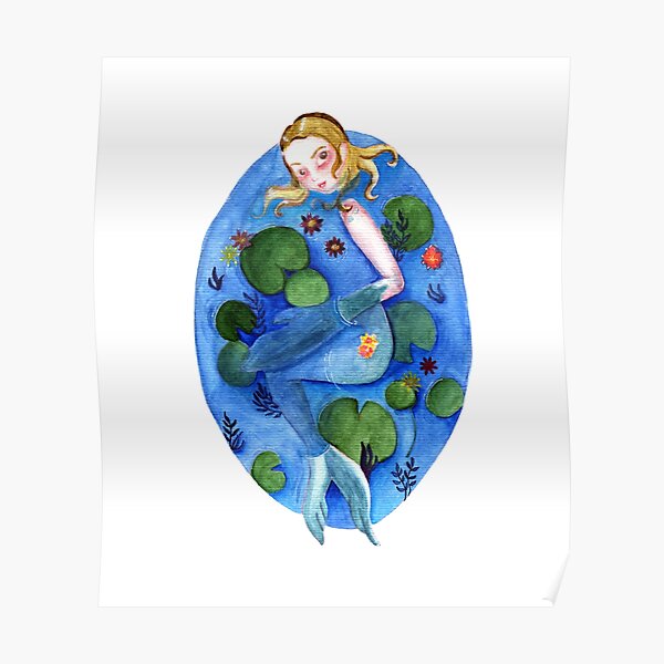 Selkie in Water Lily Pond Poster