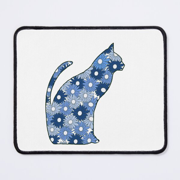 Item preview, Cat filled with blue flowers pattern designed and sold by Diane Hunter Art.