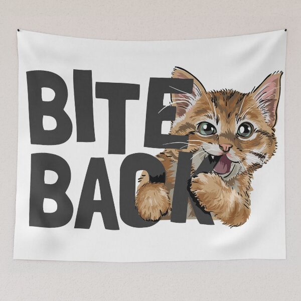 Item preview, Funny Cute Kawaii Kitty Cat Feline Adorable Bite Back designed and sold by ozunu.