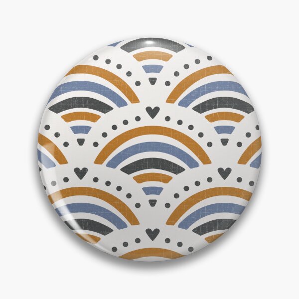 Item preview, boho heart scallop - ochre, steel blue and charcoal designed and sold by Chelsea Jay.