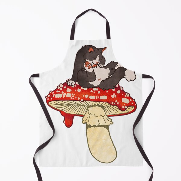 Item preview, Cleaning Tuxedo Cat Sitting on Red Spotted Mushroom designed and sold by Earlene2365.